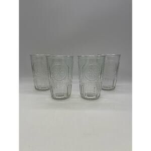 Set of 4 Bormioli Rocco Romantic Clear 10.25 Ounce Water Glasses Italy